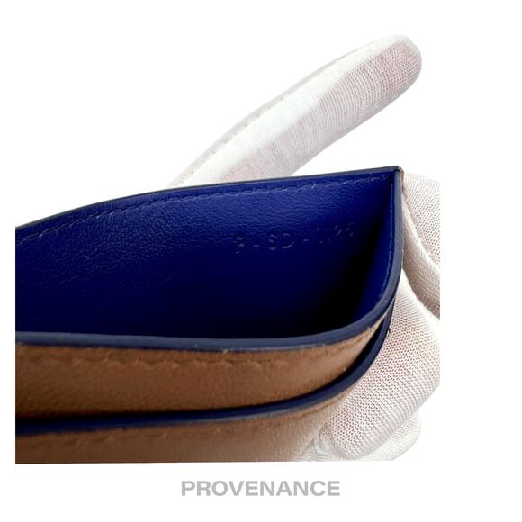 🔴 Celine Logo Card Holder Wallet - Two-Tone Blue Tan - Picture 6 of 7